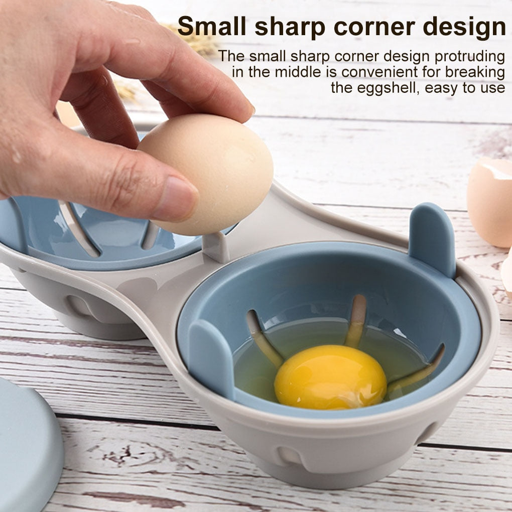 Microwave Double Egg Poacher Maker Poached Eggs Cooker Steamer Kitchen Gadget Dishwasher Heat Resistant Microwave Egg Poacher