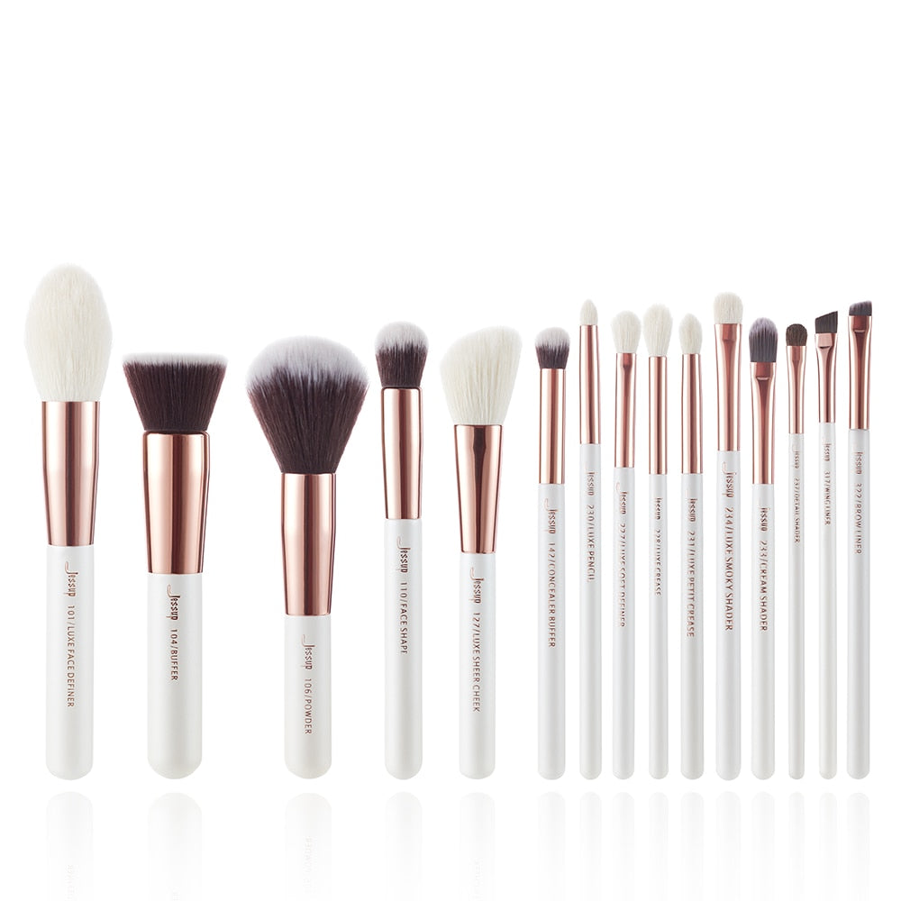 Jessup Professional Makeup brushes set ,6- 25pcs Makeup brush Natural Synthetic Foundation Powder Highlighter Pearl White T215