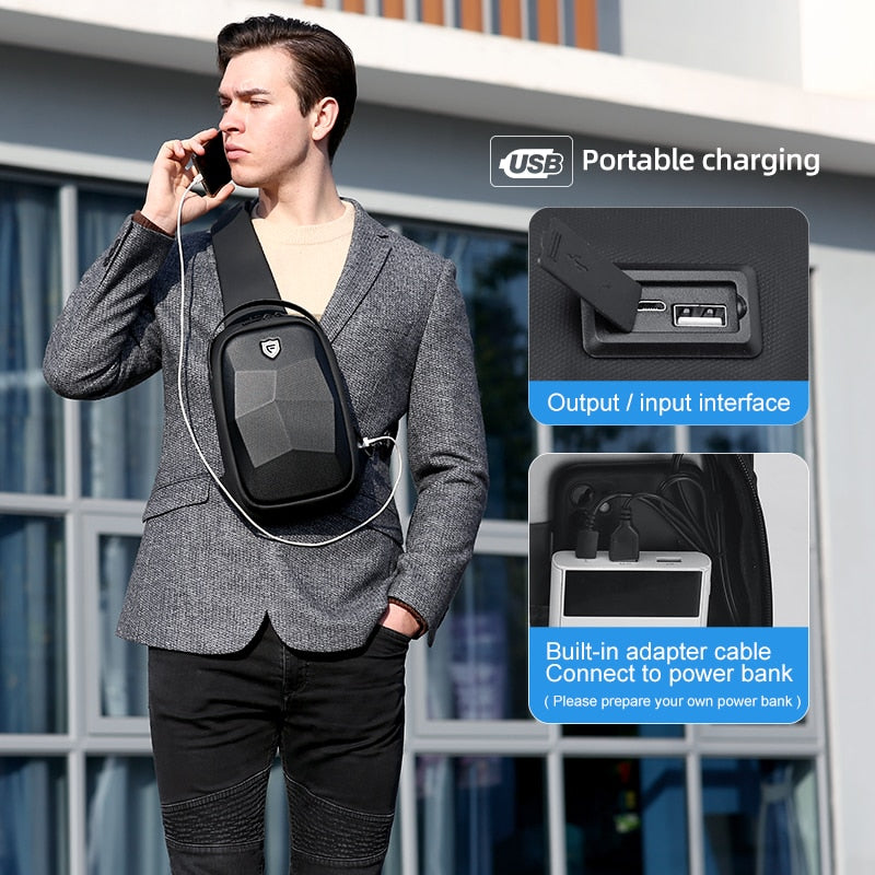 Fenruien 2021 New Creative Crossbody Bag For Men Waterproof Anti-theft Men's Shoulder Bag Multifunction USB Charging Chest Bags