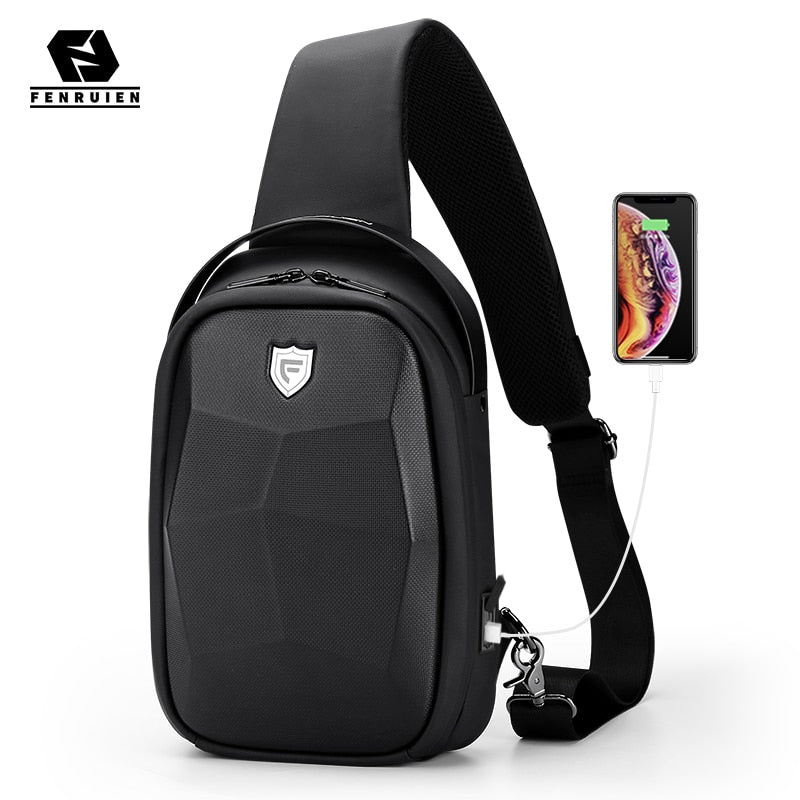 Fenruien 2021 New Creative Crossbody Bag For Men Waterproof Anti-theft Men's Shoulder Bag Multifunction USB Charging Chest Bags