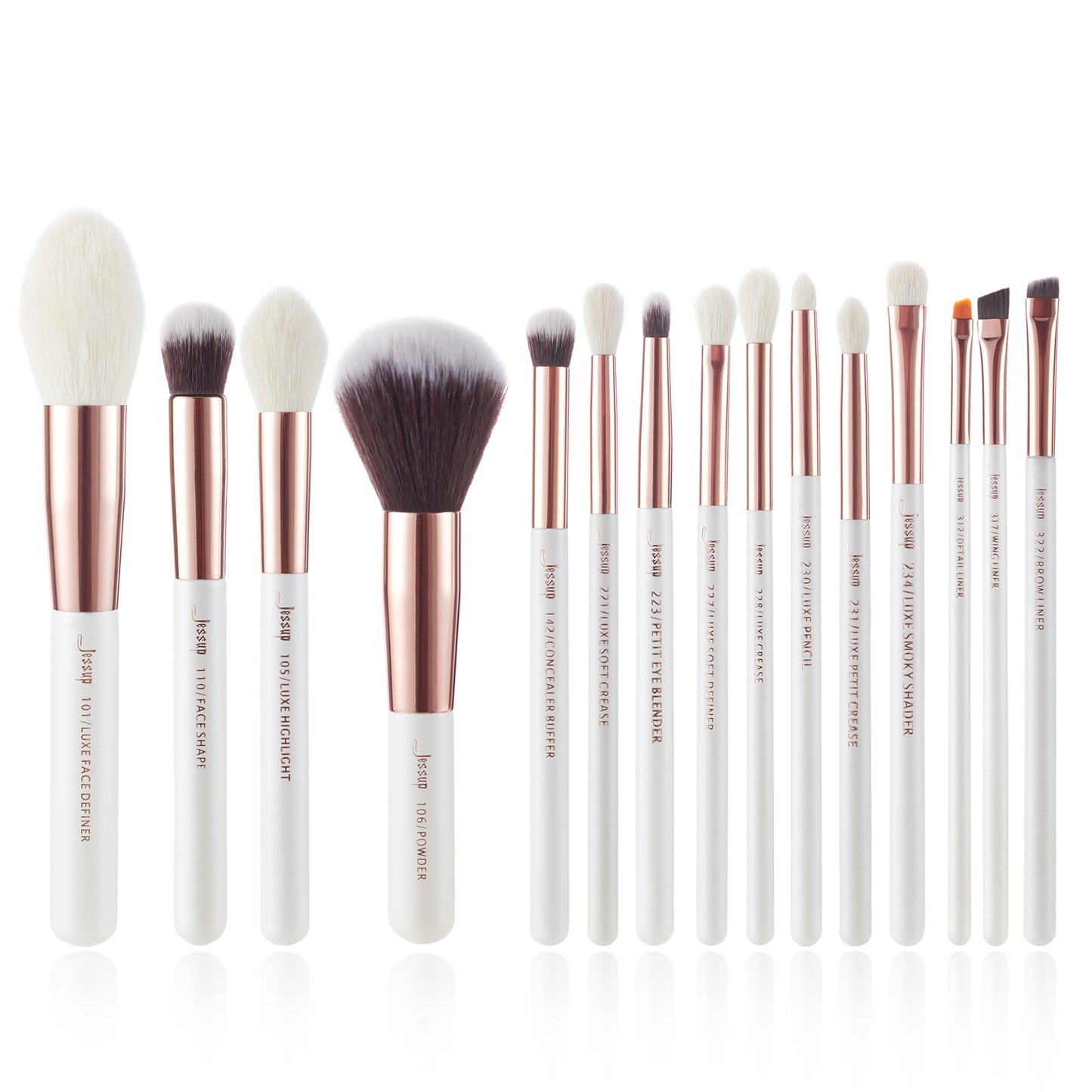 Jessup Professional Makeup brushes set ,6- 25pcs Makeup brush Natural Synthetic Foundation Powder Highlighter Pearl White T215