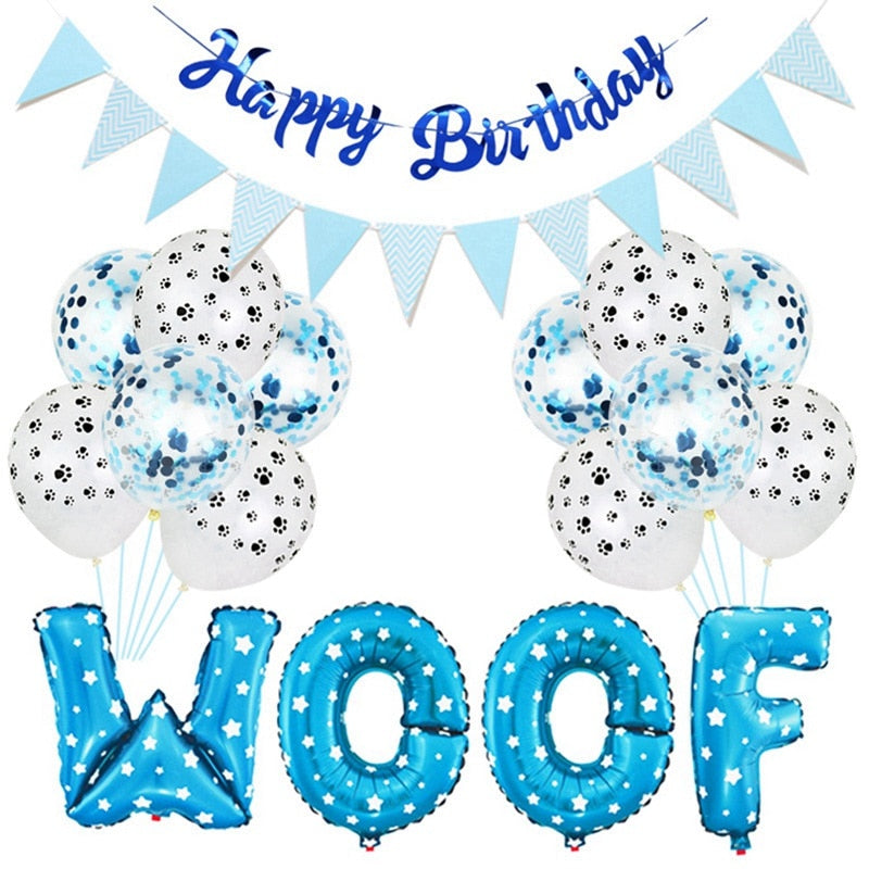 2020 Happy Birthday Banners Set Pet Birthday Party Theme Aluminum Foil Balloon Decoration For Home Dogs Cats Supplies