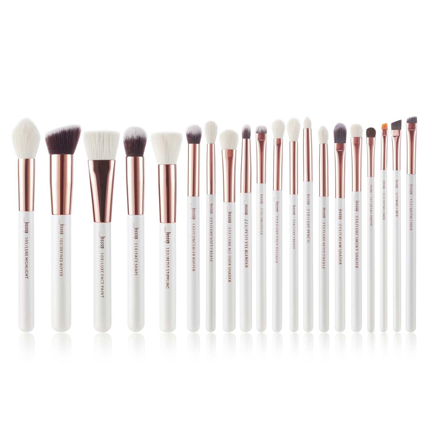 Jessup Professional Makeup brushes set ,6- 25pcs Makeup brush Natural Synthetic Foundation Powder Highlighter Pearl White T215