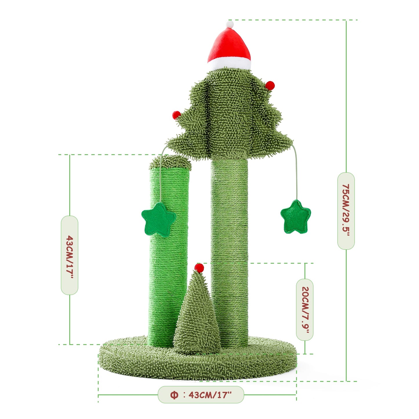 Cactus Cat Tree Cat Tower with Sisal Scratching Post Board for Indoor Cats Cat Condo Kitty Play House with Perch Basket Toy