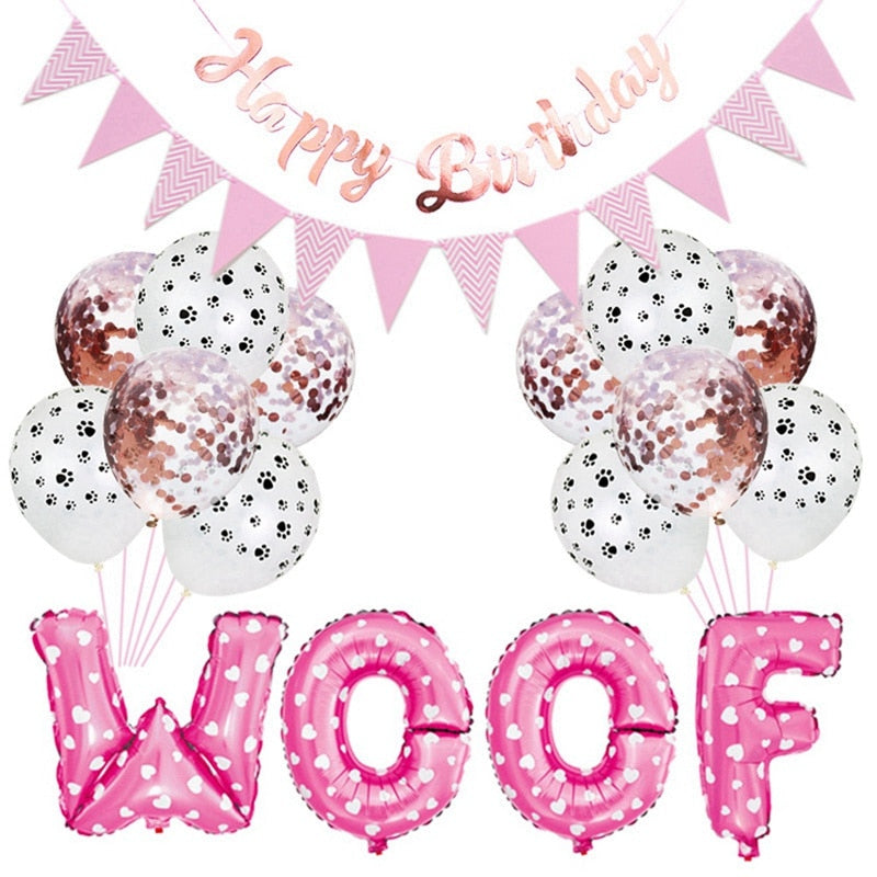 2020 Happy Birthday Banners Set Pet Birthday Party Theme Aluminum Foil Balloon Decoration For Home Dogs Cats Supplies