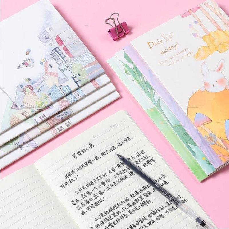 4 pcs/Lot A5 Notebook 30 Sheets Kawaii Stationery Cute Notepad Diary Book Journal Record Office School Supplies For Kids Gifts