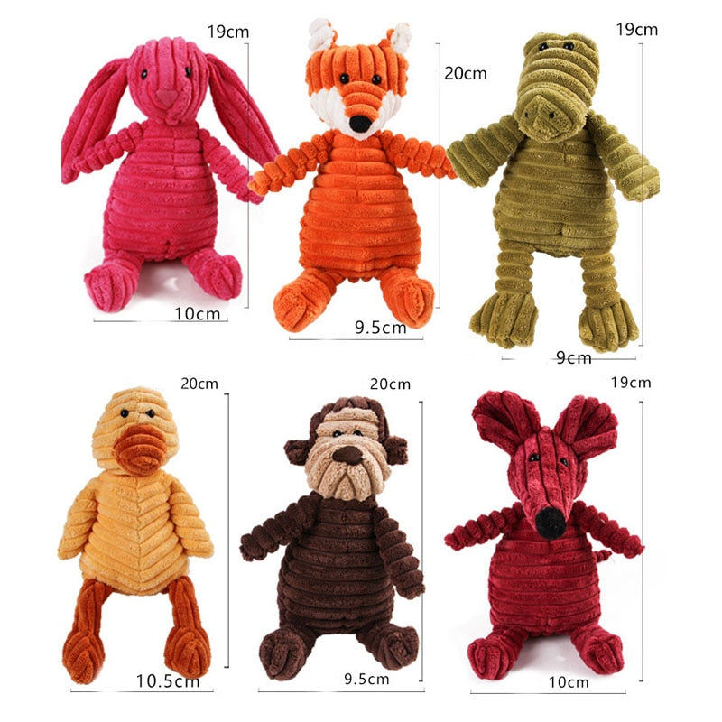 Corduroy Dog Toys for Small Large Dogs Animal Plush Dog Squeaky Toy Puppy Chew Toys Bite Resistant Pet Toy For Dogs Squeaker