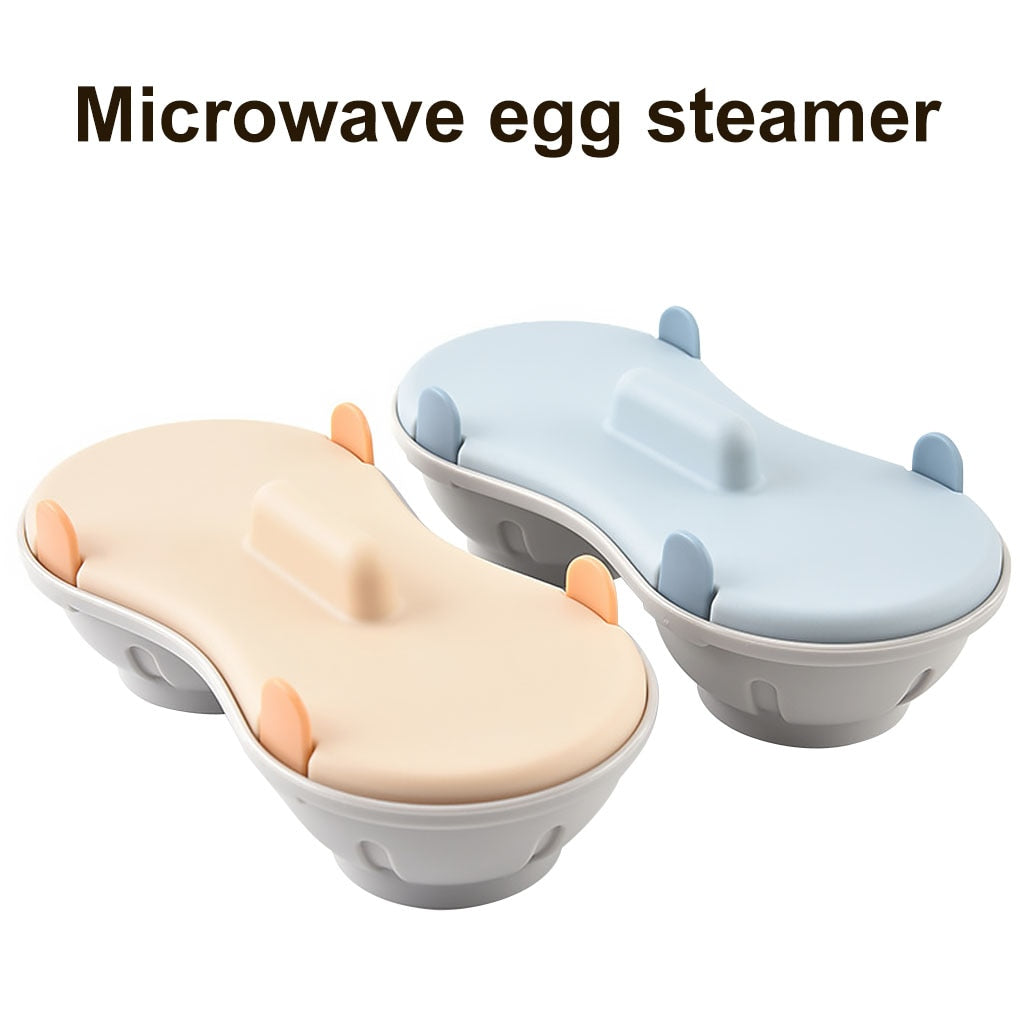 Microwave Double Egg Poacher Maker Poached Eggs Cooker Steamer Kitchen Gadget Dishwasher Heat Resistant Microwave Egg Poacher