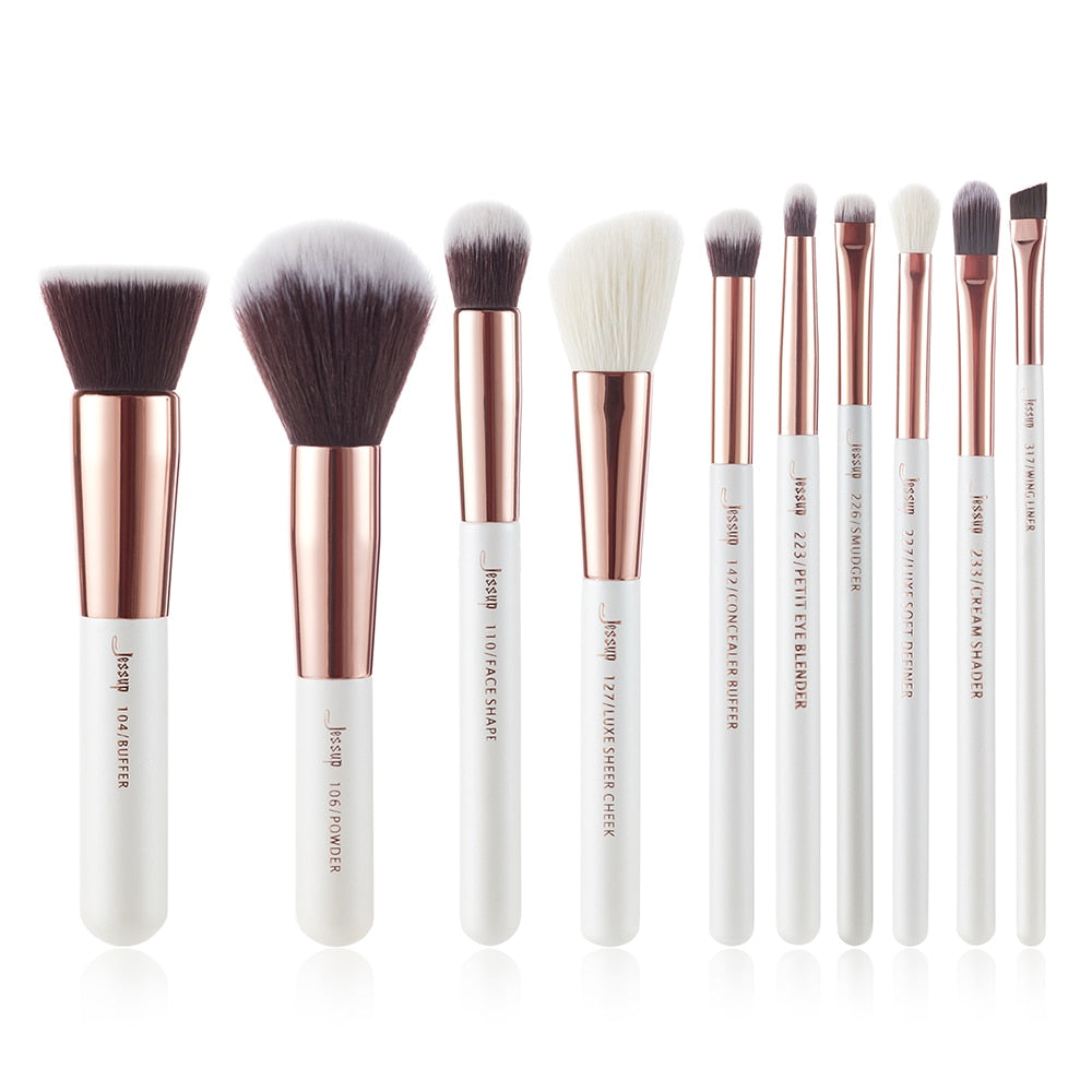 Jessup Professional Makeup brushes set ,6- 25pcs Makeup brush Natural Synthetic Foundation Powder Highlighter Pearl White T215