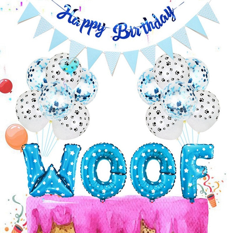 2020 Happy Birthday Banners Set Pet Birthday Party Theme Aluminum Foil Balloon Decoration For Home Dogs Cats Supplies