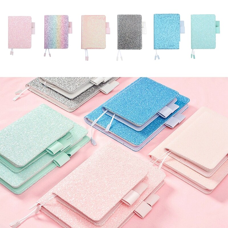 A5 Notebook With 80 Sheets Grid Lined Blank Pages Cute Shining Journals Sequins Diary Planner Stationery for students women Kids