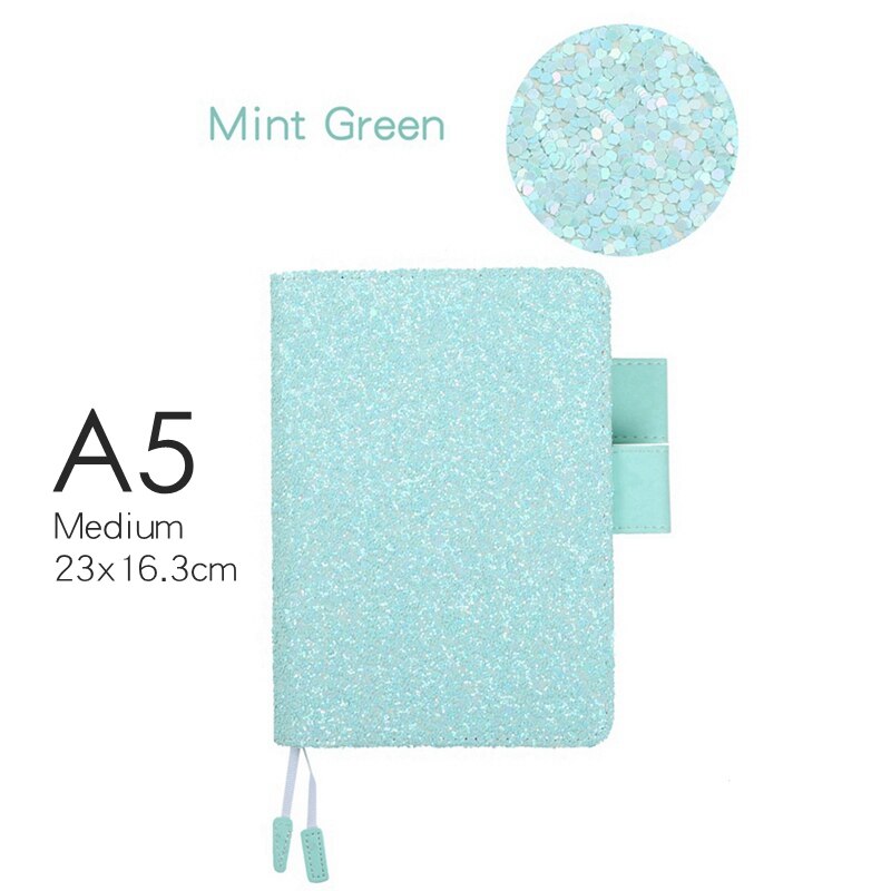 A5 Notebook With 80 Sheets Grid Lined Blank Pages Cute Shining Journals Sequins Diary Planner Stationery for students women Kids