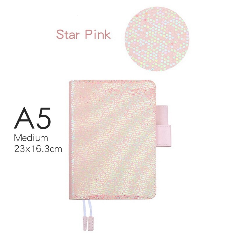 A5 Notebook With 80 Sheets Grid Lined Blank Pages Cute Shining Journals Sequins Diary Planner Stationery for students women Kids