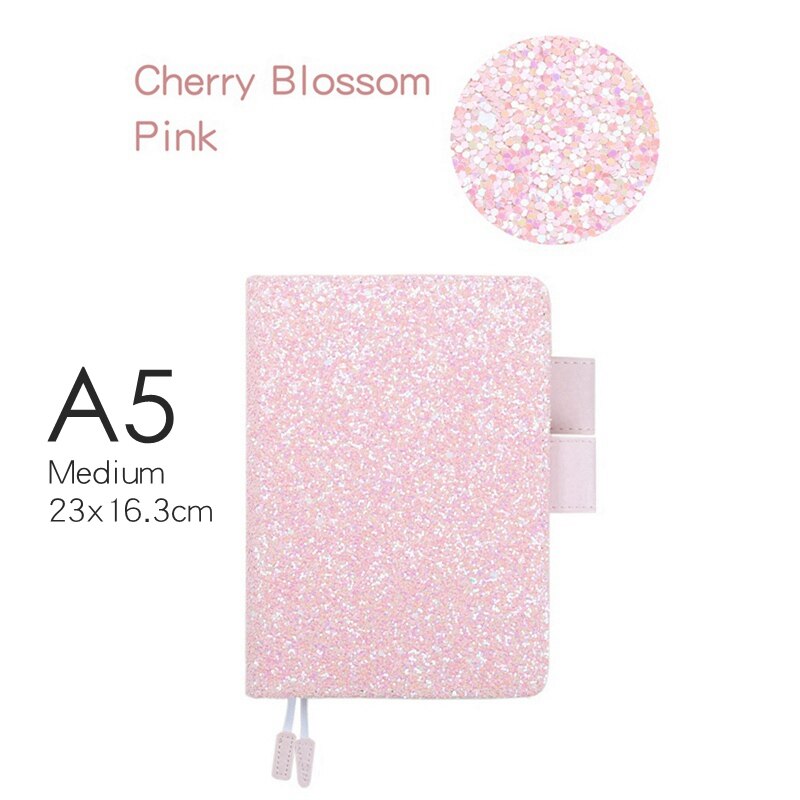 A5 Notebook With 80 Sheets Grid Lined Blank Pages Cute Shining Journals Sequins Diary Planner Stationery for students women Kids