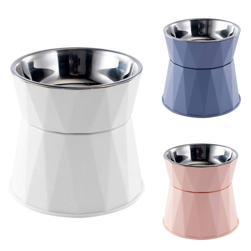 Stainless Steel Cat Bowl High Foot Dog Bowl Neck Protector Cat Food Water Bowl Anti-overturning Bowl Pet Feeder Bowl Supplies