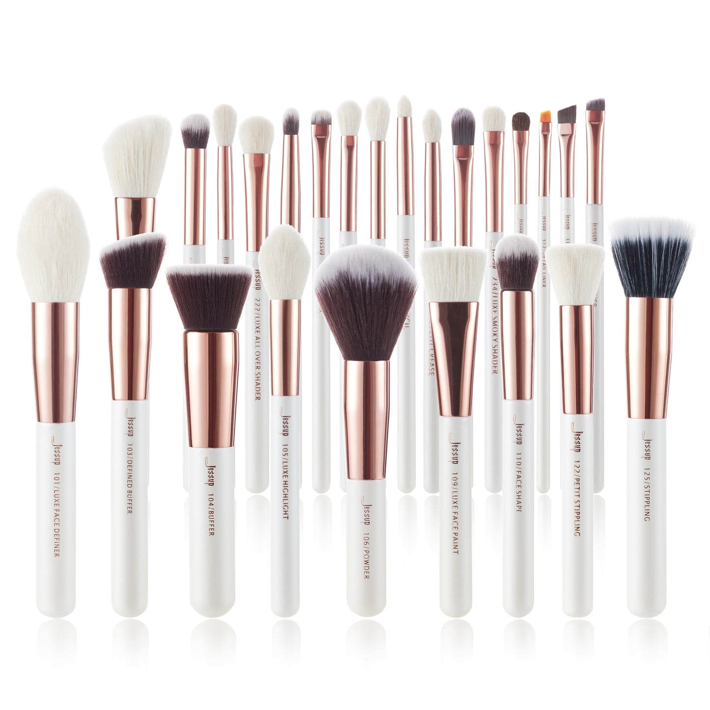 Jessup Professional Makeup brushes set ,6- 25pcs Makeup brush Natural Synthetic Foundation Powder Highlighter Pearl White T215