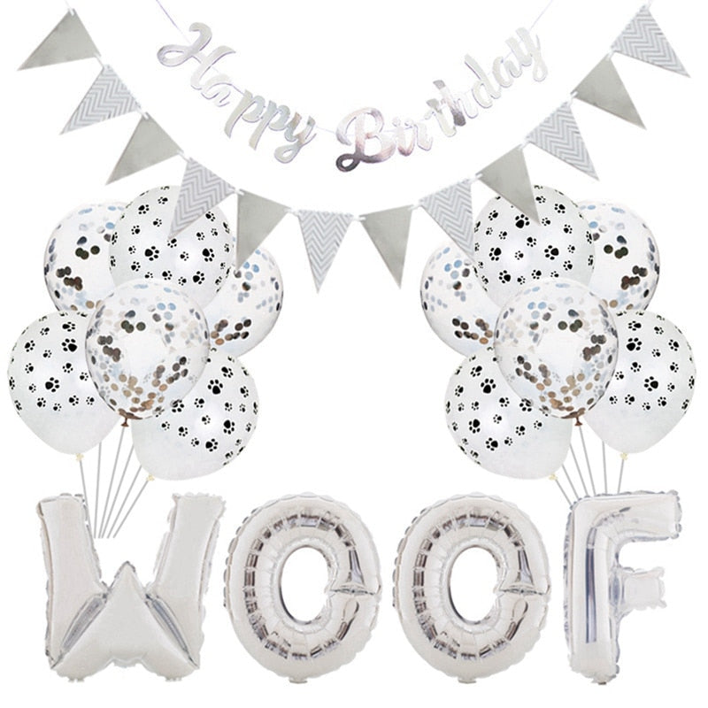 2020 Happy Birthday Banners Set Pet Birthday Party Theme Aluminum Foil Balloon Decoration For Home Dogs Cats Supplies