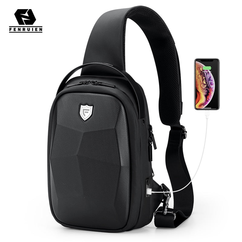 Fenruien 2021 New Creative Crossbody Bag For Men Waterproof Anti-theft Men's Shoulder Bag Multifunction USB Charging Chest Bags