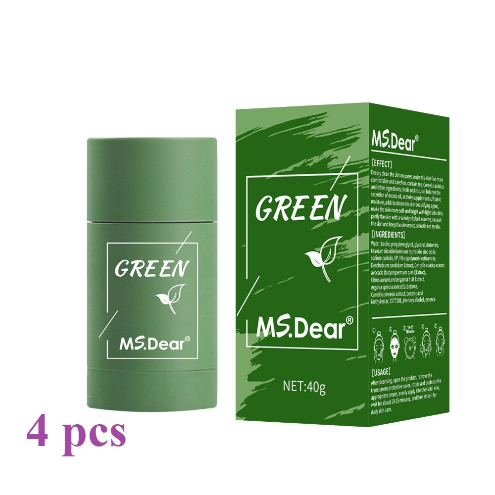 Green Tea Cleansing Solid Mask Purifying Clay Stick Mask Skin Care Anti Acne Remove Blackhead Mud Mask Dropship