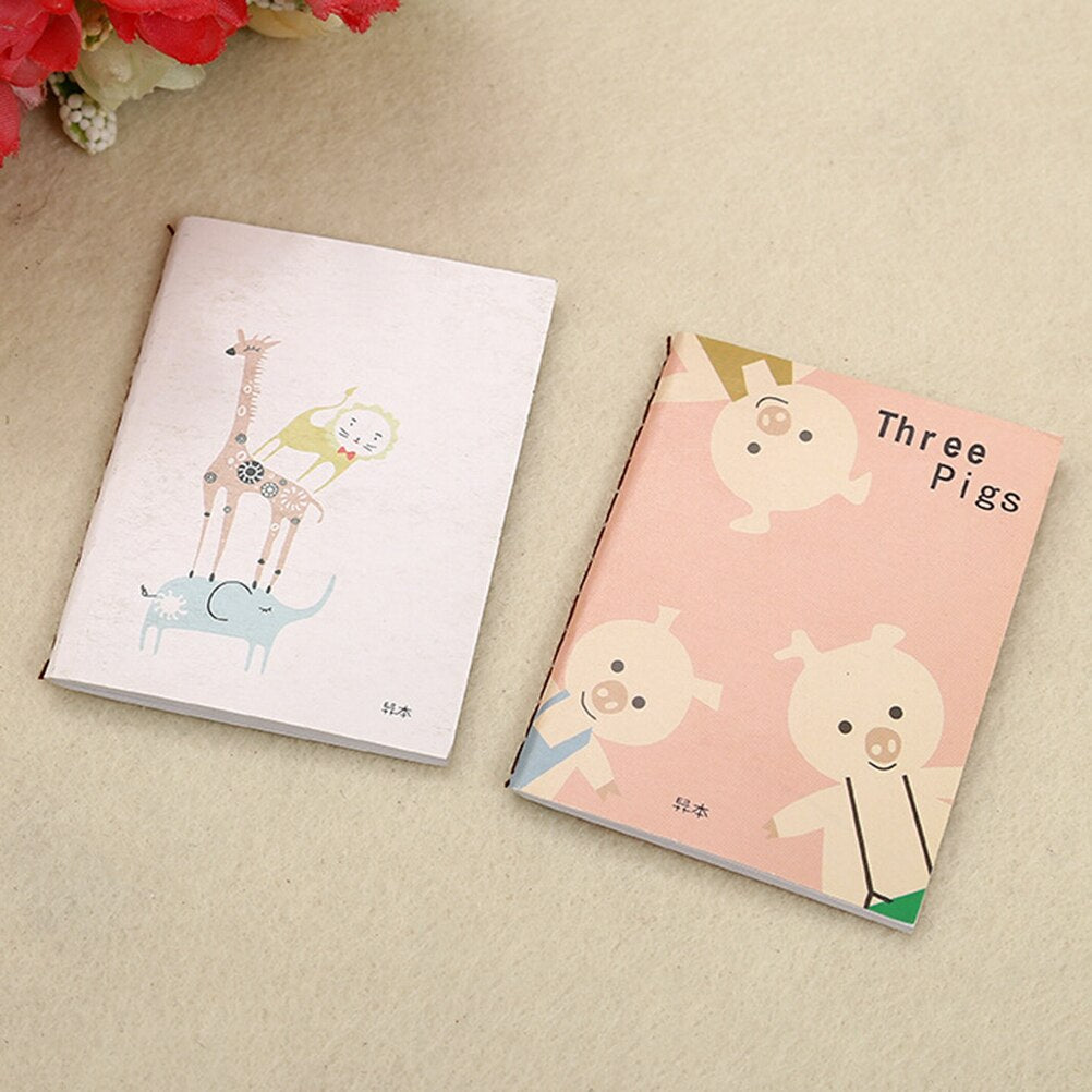 2pcs Retro Notepad Book Korean Lovely Cartoon Image Notebook Vintage For Kids Stationery Kawaii Journal Diary Notebook