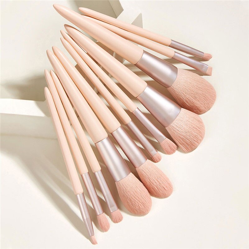 11Pcs High-quality Pink Makeup Brush Set Super Soft Foundation Brush Blush Eyeshadow Korean Cosmetic Brush Tools Wholesale