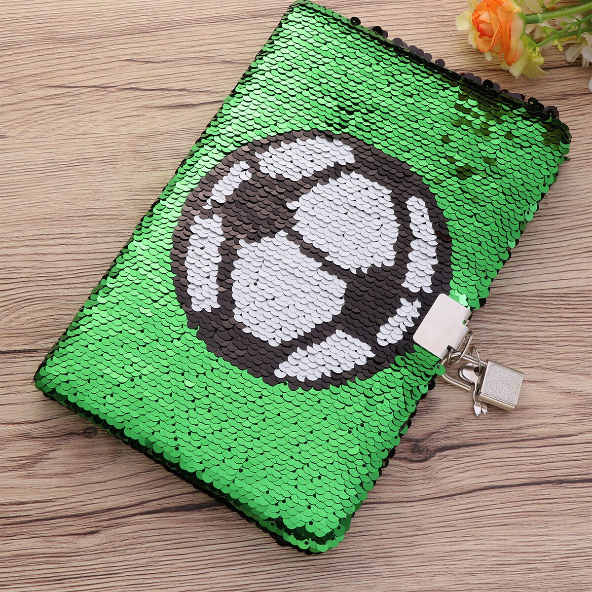 Lock Notebook Journal Diary Sequin Boys Girls Football Notepad Key Planner Soccer Girl Daily Women Journals Kids Student Pattern