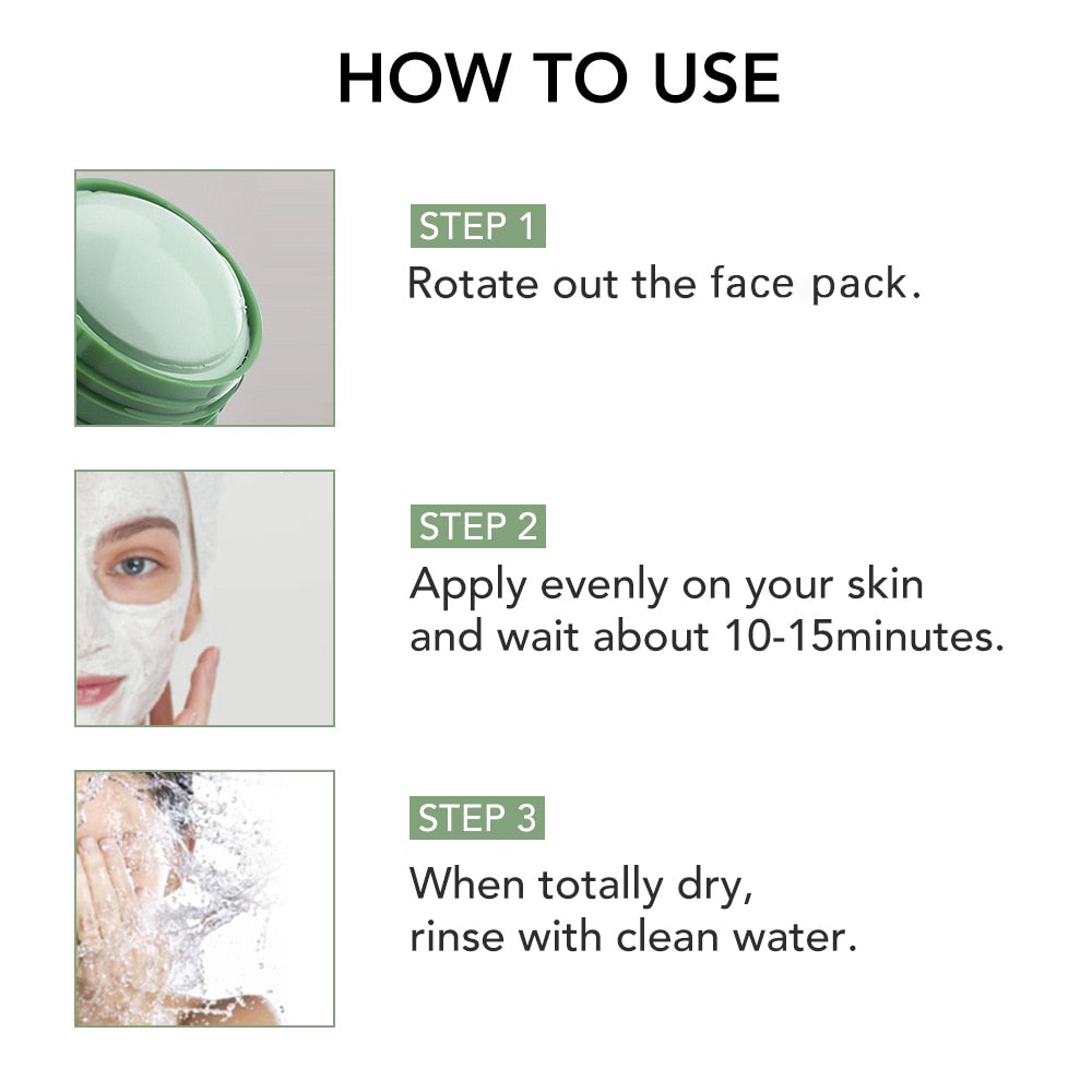 Green Tea Cleansing Solid Mask Purifying Clay Stick Mask Skin Care Anti Acne Remove Blackhead Mud Mask Dropship