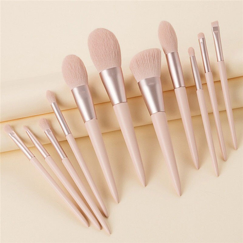 11Pcs High-quality Pink Makeup Brush Set Super Soft Foundation Brush Blush Eyeshadow Korean Cosmetic Brush Tools Wholesale