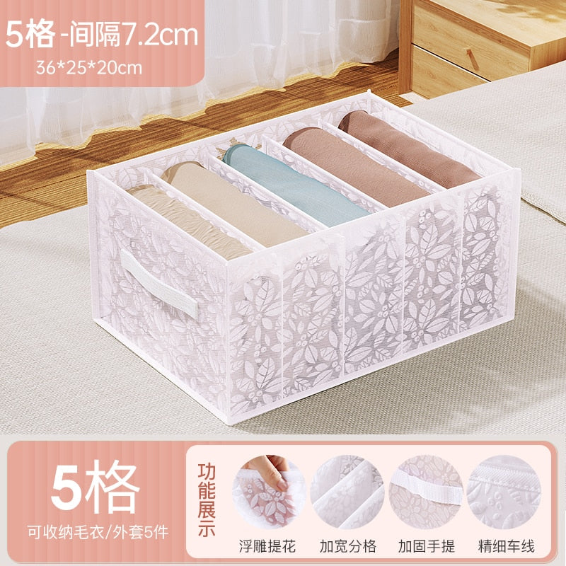 Jeans Compartment Storage Box Closet Clothes Drawer Mesh Separation Box Stacking Pants Drawer Divider Can Washed Home Organizer