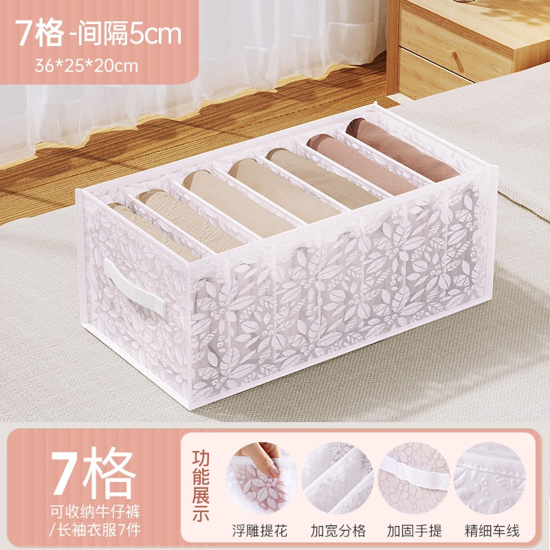 Jeans Compartment Storage Box Closet Clothes Drawer Mesh Separation Box Stacking Pants Drawer Divider Can Washed Home Organizer