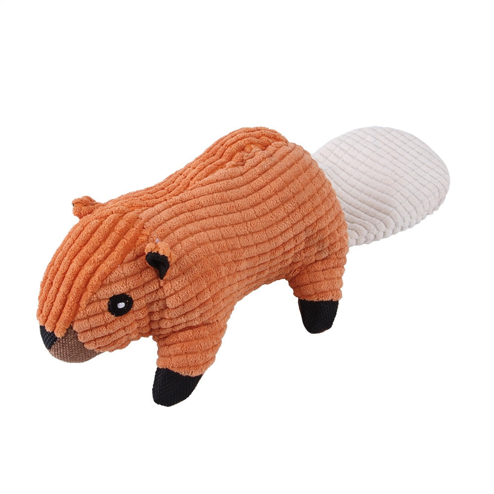 Plush Dog Toy Animals Shape Bite Resistant Squeaky Toys Corduroy Dog Toys for Small Large Dogs Puppy Pets Training Accessories