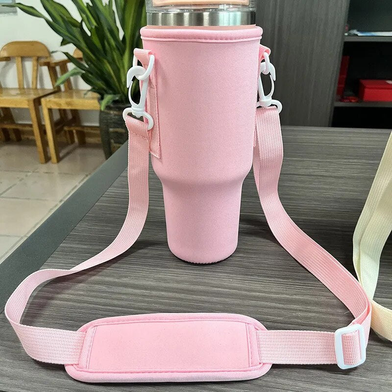 Water Bottle Carrier Bag Compatible with Stanley 40oz Tumbler with Handle, Water Bottle Holder with Adjustable Shoulder Strap