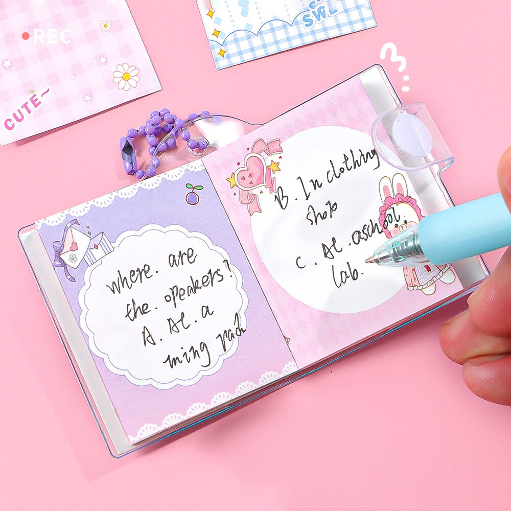 2pcs Cute Mini Notebook Kawaii Color Page Diary Agenda Planner Korean Stationery Journal Notepad Kids Gifts Office Supplies