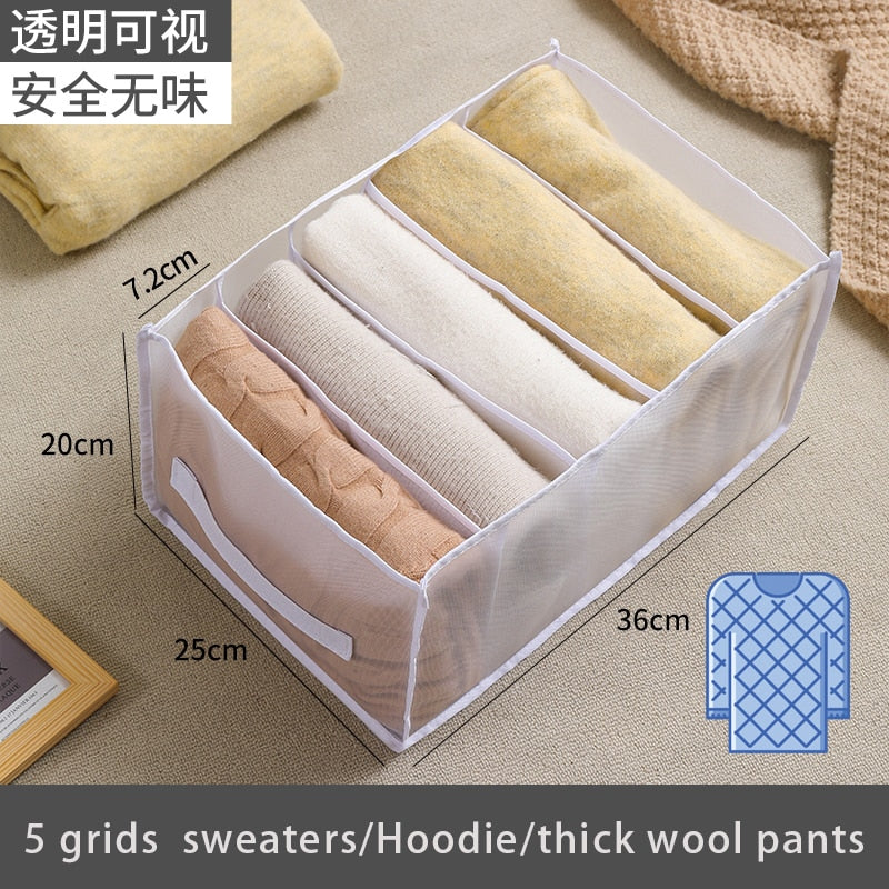 Jeans Compartment Storage Box Closet Clothes Drawer Mesh Separation Box Stacking Pants Drawer Divider Can Washed Home Organizer