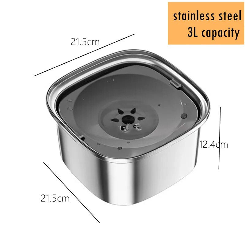 Stainless Steel Dog Drinking Water 3L Large Capacity Anti-splash Dog Water Food Bowl Non-Wetting Mouth Cats Bowl Dog Accessories