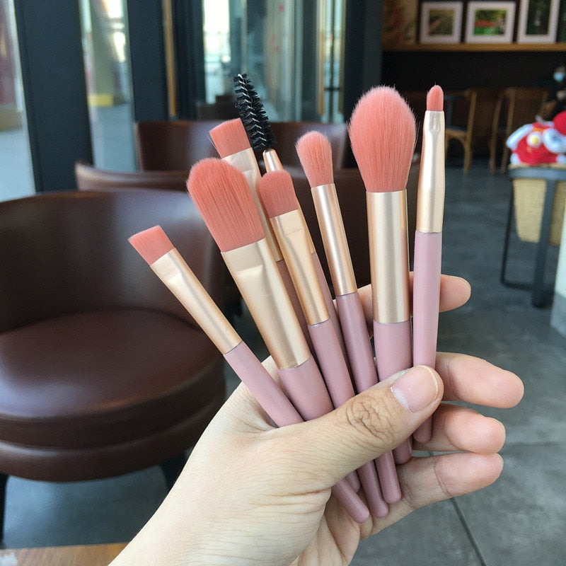 Makeup Brush Set Eyeshadow Concealer Loose Powder Brush Blending Makeup Brushes Cute Mini Professional Beauty Cosmetic Tool 8pcs