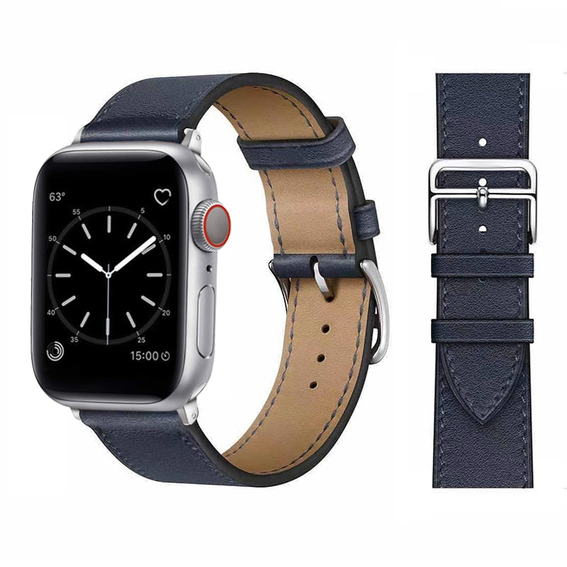 Leather Strap For Apple Watch Band 49mm 44mm 40mm 41mm 38mm 42 Single Tour Bracelet Correa iWatch Ultra Serie 3 4 6 SE 7 8 45mm