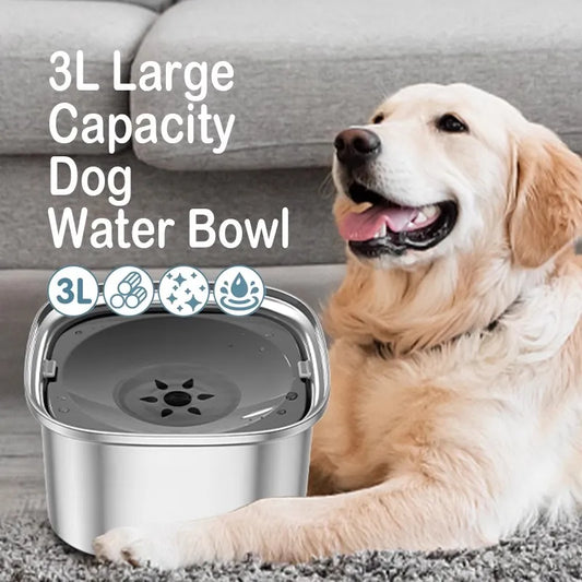 Stainless Steel Dog Drinking Water 3L Large Capacity Anti-splash Dog Water Food Bowl Non-Wetting Mouth Cats Bowl Dog Accessories