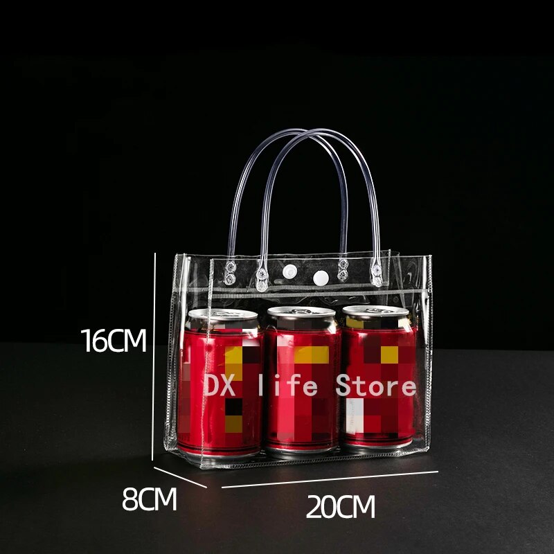 10/20pcs Clear Tote Waterproof Bag Reusable PVC Clear Shopping Bag Shoulder Handbag Environmentally Travel Storage Bag Shoes Bag