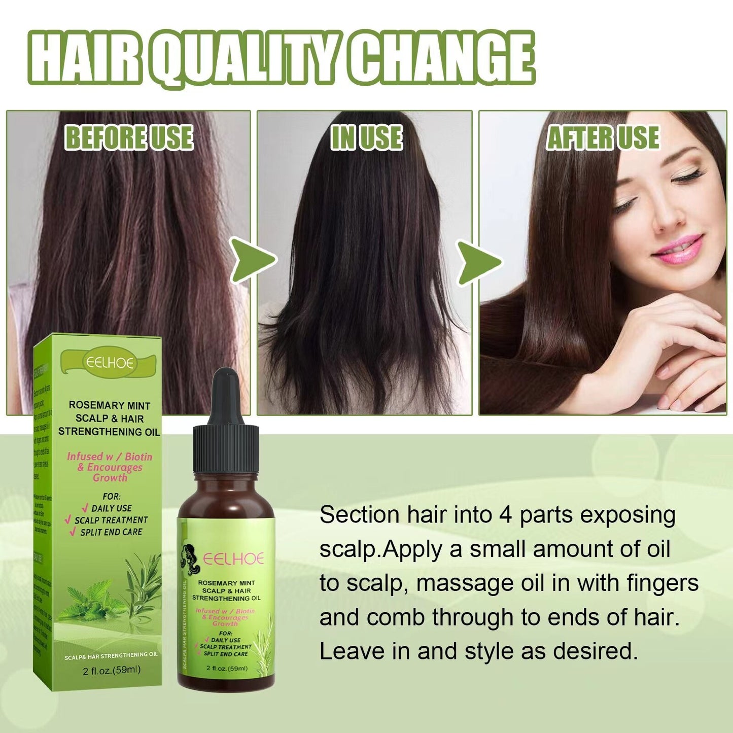 Organics Rosemary Mint Scalp & Hair Strengthening Oil With Biotin & Essential Oils, Care nutritional solution massage care