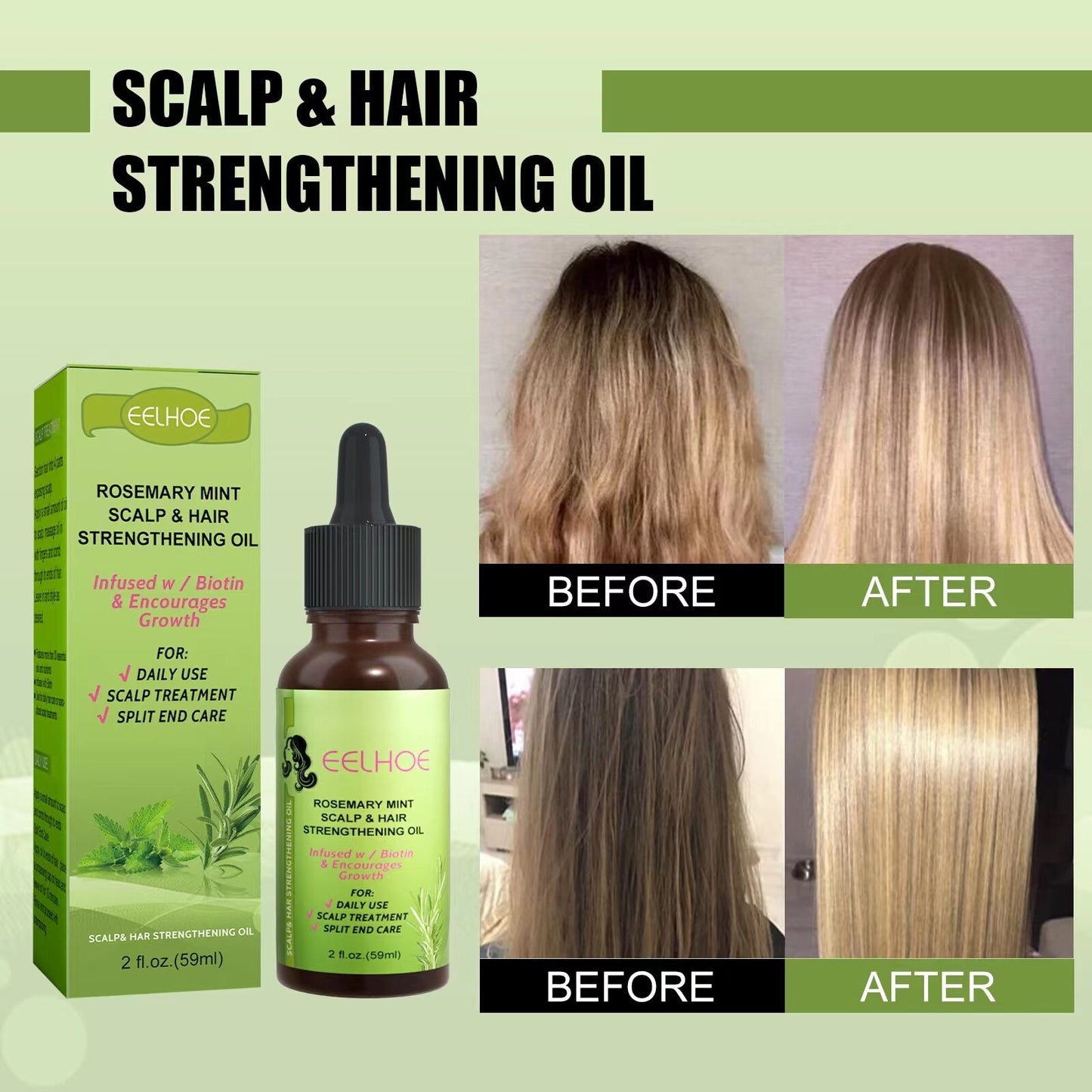 Organics Rosemary Mint Scalp & Hair Strengthening Oil With Biotin & Essential Oils, Care nutritional solution massage care