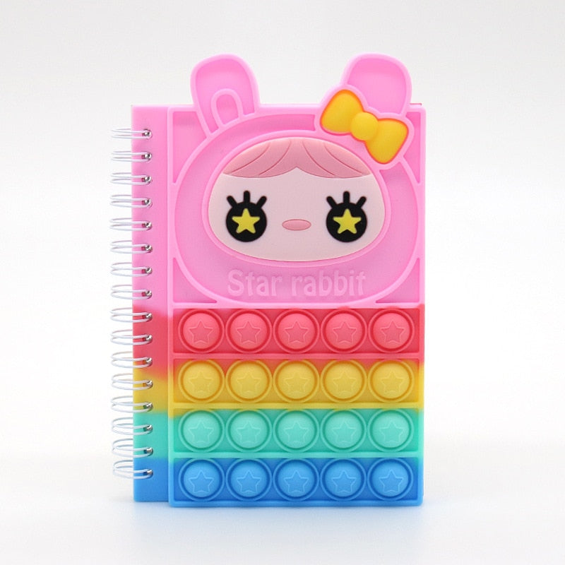 Kawaii Notebook Pop Its Notebook Silicone Pop Cover Note Pads Fidget Sensory Toys Mini Journal School Supplies Kids Stationery