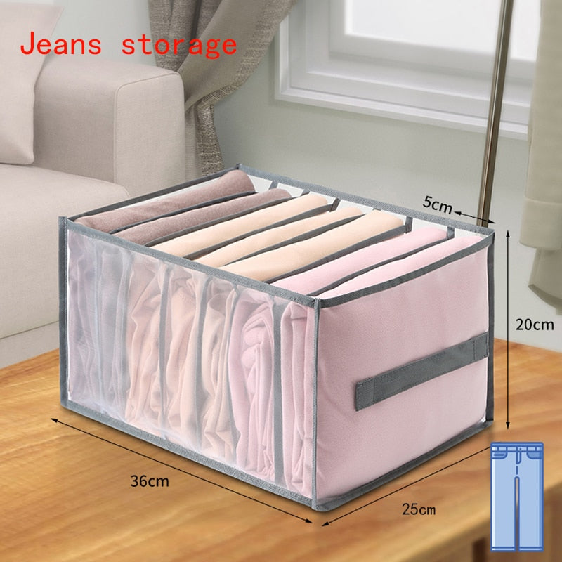 Jeans Compartment Storage Box Closet Clothes Drawer Mesh Separation Box Stacking Pants Drawer Divider Can Washed Home Organizer