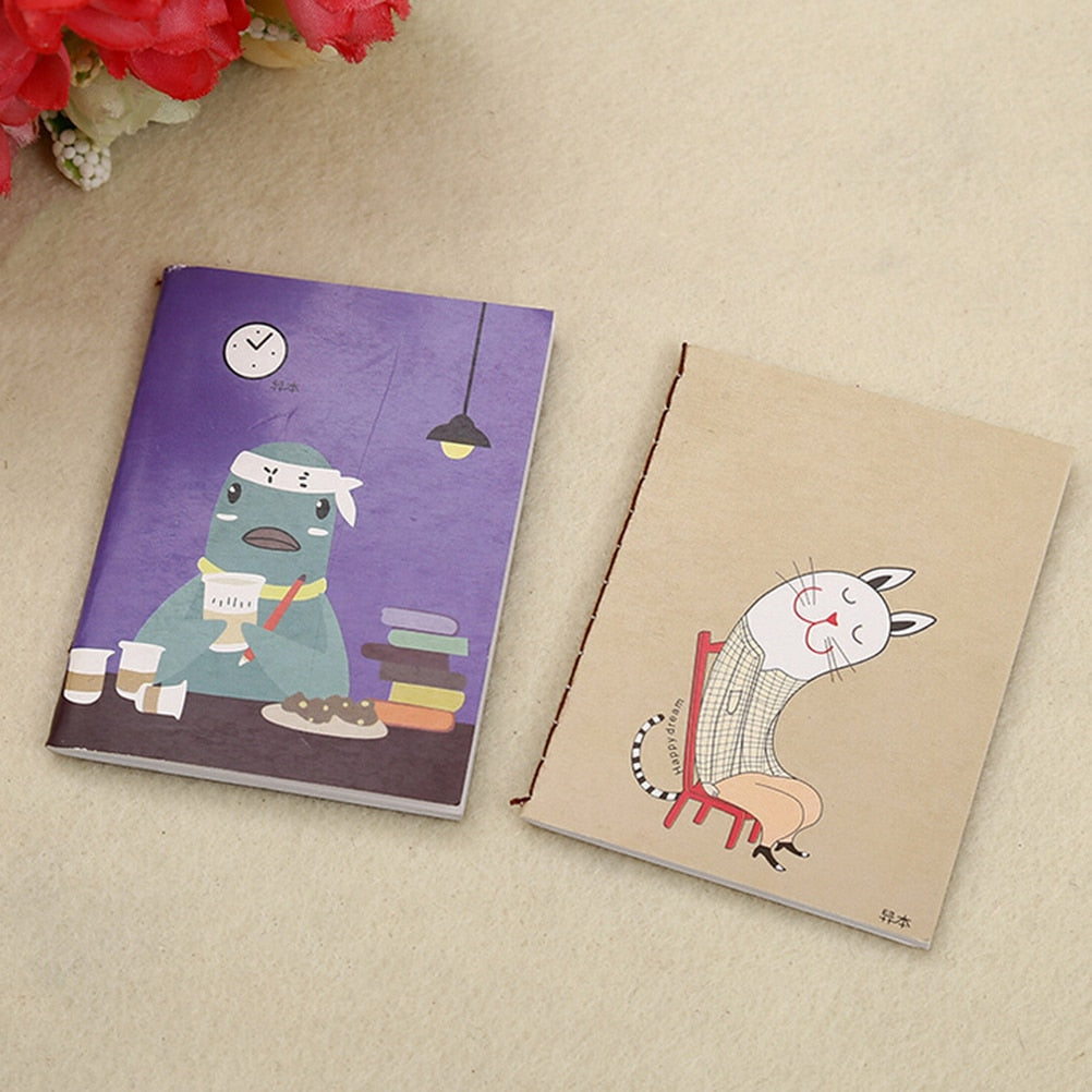 2pcs Retro Notepad Book Korean Lovely Cartoon Image Notebook Vintage For Kids Stationery Kawaii Journal Diary Notebook