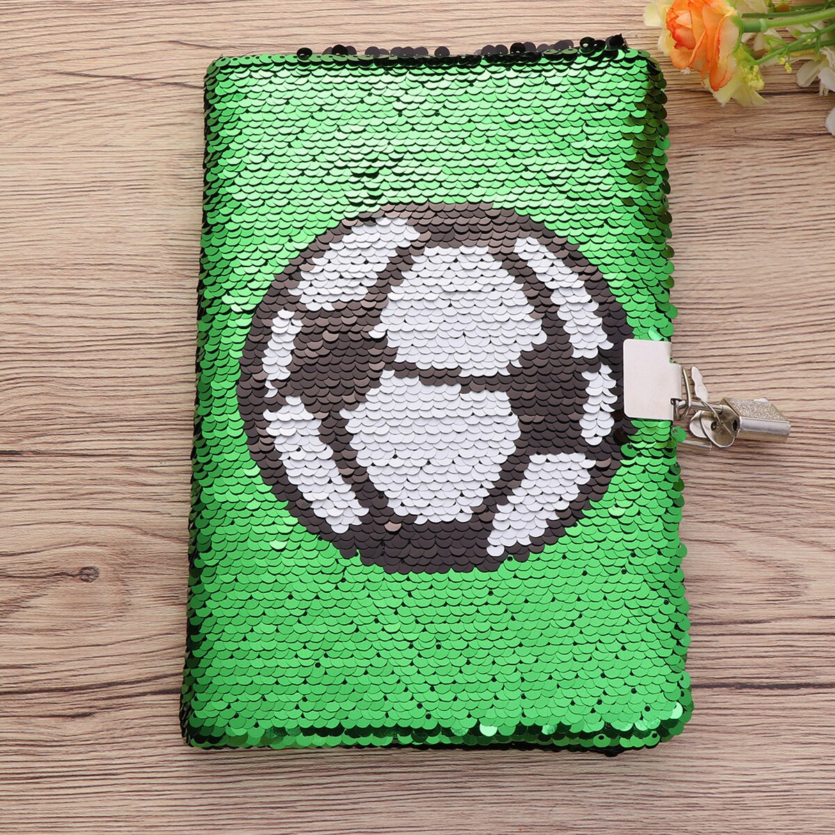 Lock Notebook Journal Diary Sequin Boys Girls Football Notepad Key Planner Soccer Girl Daily Women Journals Kids Student Pattern