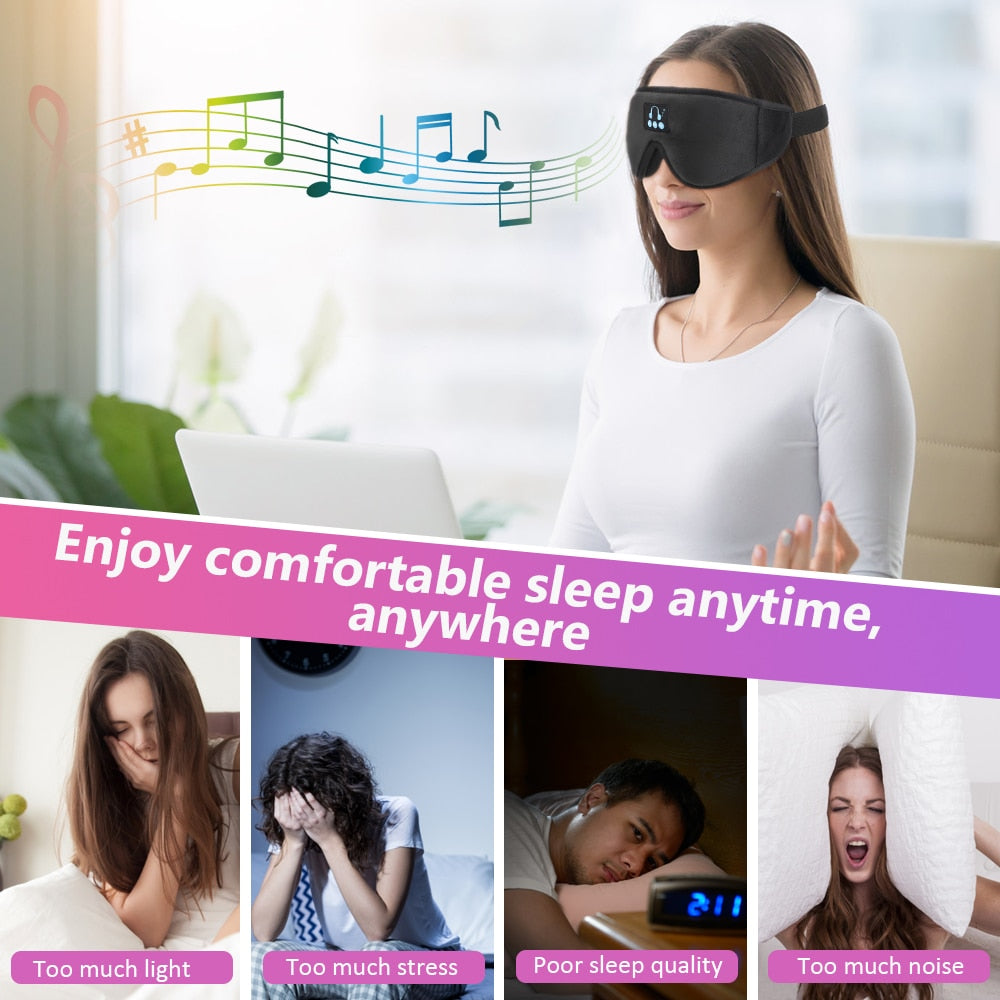 New 3D wireless music headphone sleep breathable smart eye mask Bluetooth headset call with mic for ios Android mac Dropshipping