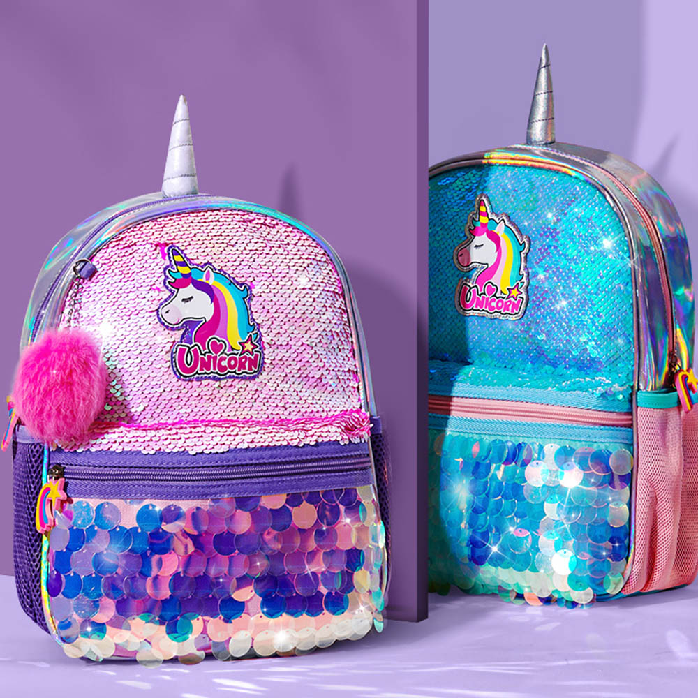 Sunveno Children's Backpack for Girls Pre-School Bag for Kindergarten Elementary - Reversible Sequin,Unicorn ,Lightweight Gift