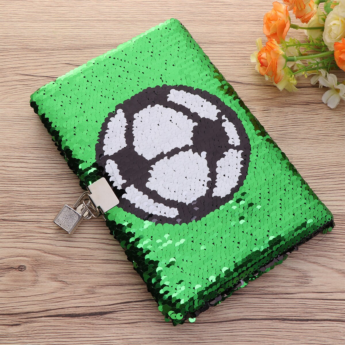 Lock Notebook Journal Diary Sequin Boys Girls Football Notepad Key Planner Soccer Girl Daily Women Journals Kids Student Pattern