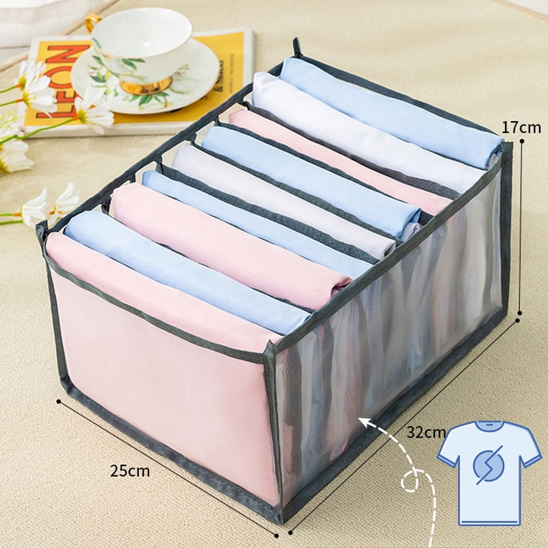 Jeans Compartment Storage Box Closet Clothes Drawer Mesh Separation Box Stacking Pants Drawer Divider Can Washed Home Organizer