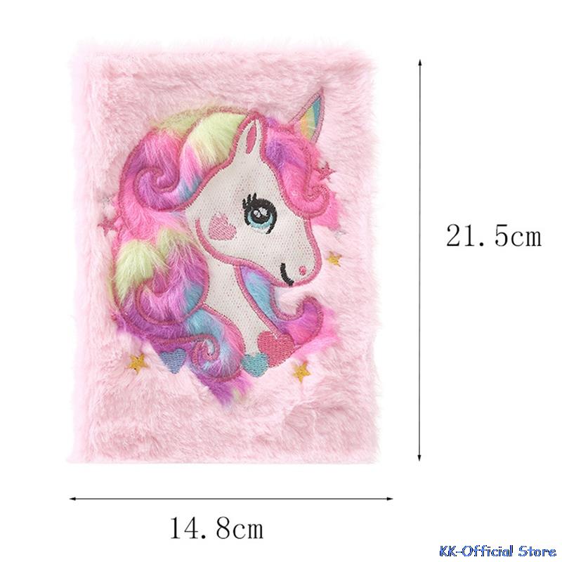 Kawaii Unicorn Plush A5 Notebook Kids Fluffy Daily Planner Journal Book Plush Personal Diary Stationery Friend Teacher Gifts